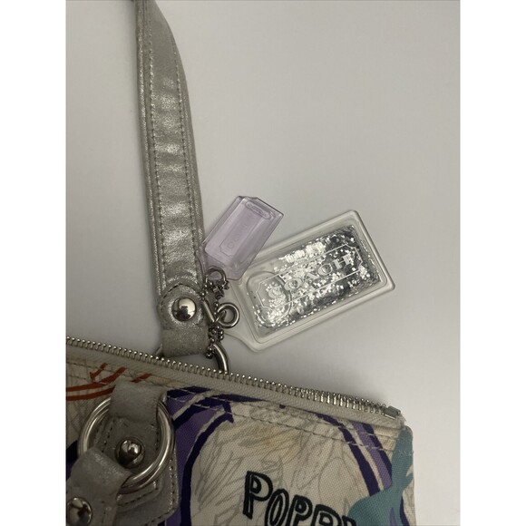 HAPPY COACH 17929 Poppy Multi Heart PINK PURPLE Glam 18x12 Tote Bag RARE - Picture 6 of 14